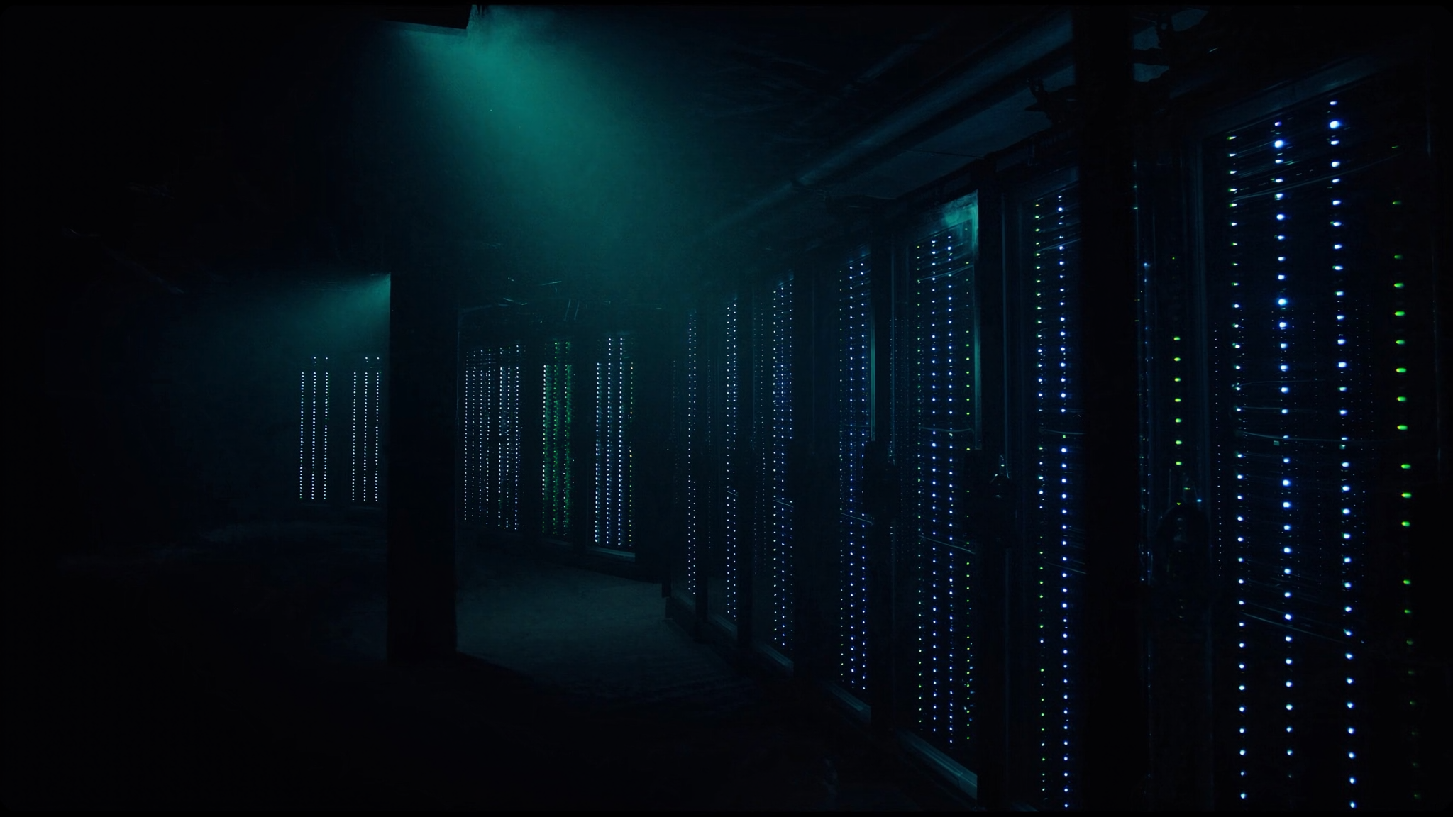 Salle informatique d'entreprise, baies serveurs